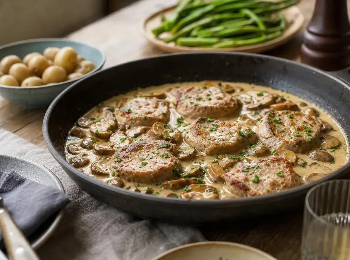 Mørbrad i fad med fløde og champignon – billede 3