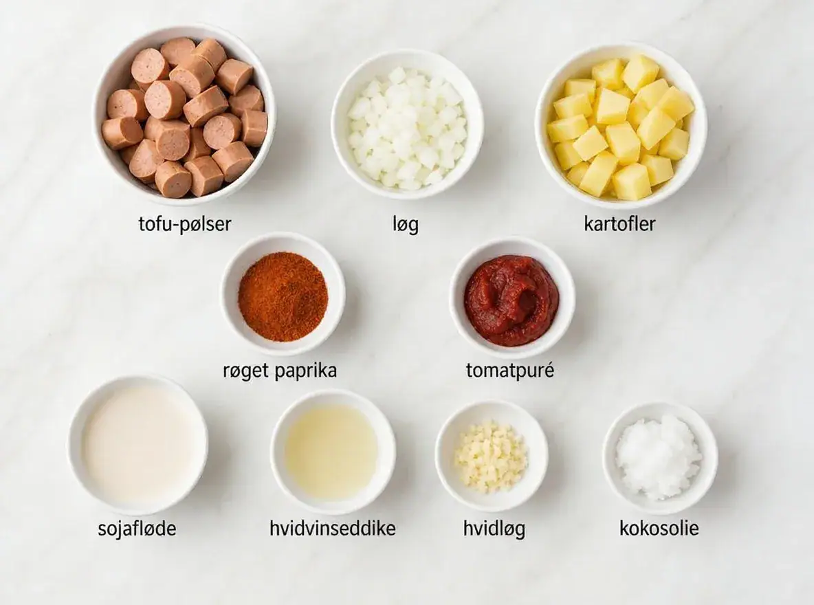 Ingredienser til Svensk pølseret uden fløde
