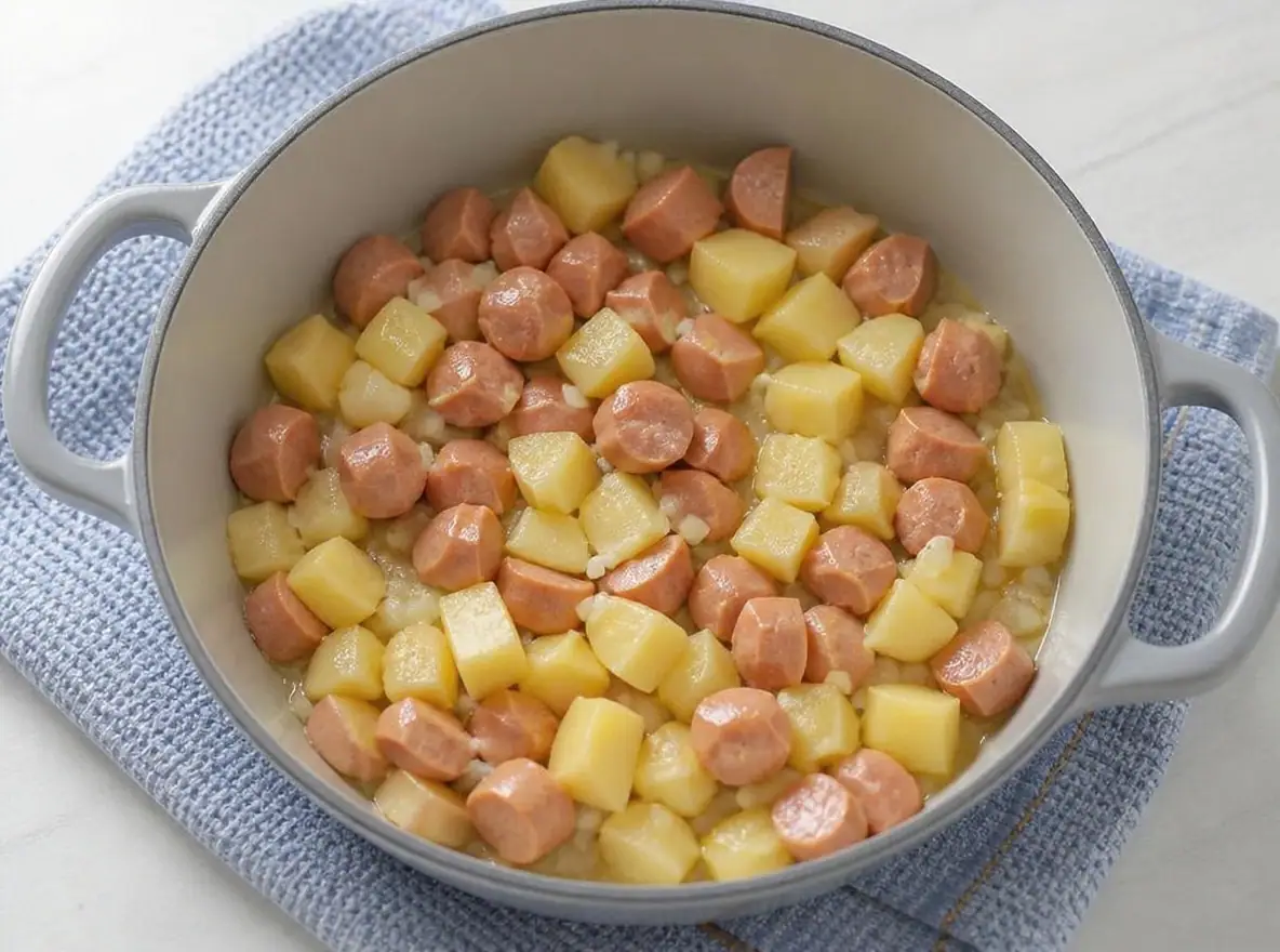 Svensk pølseret uden fløde – trin 4
