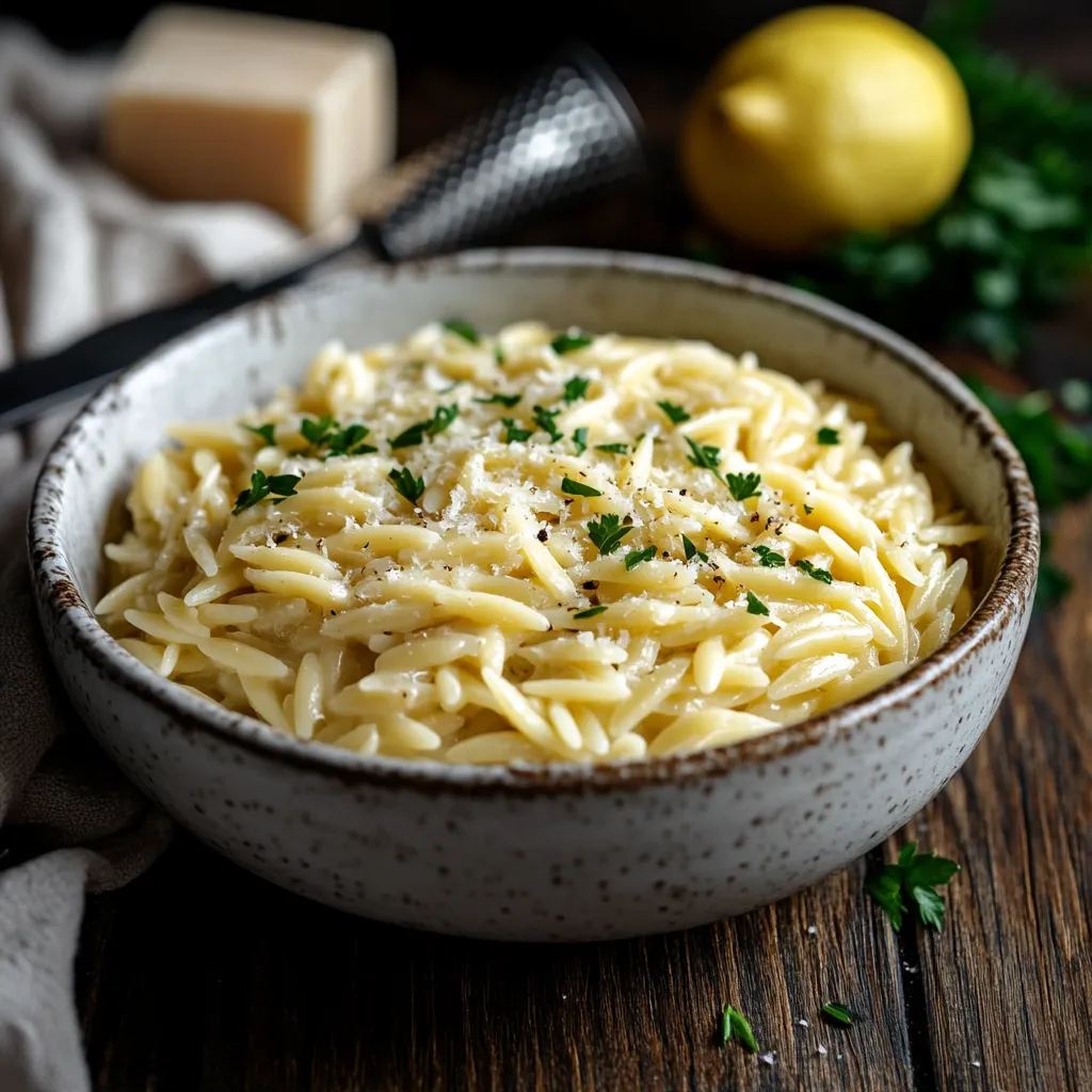 Orzo pasta med hvidløg og parmesan
