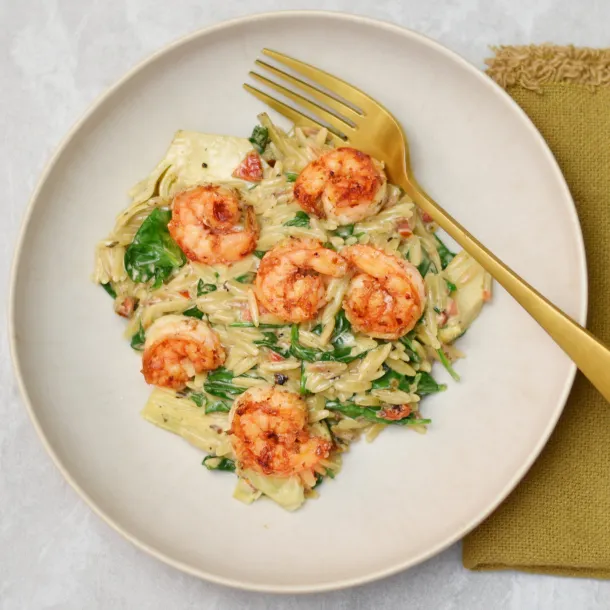 Tigerrejer med orzo