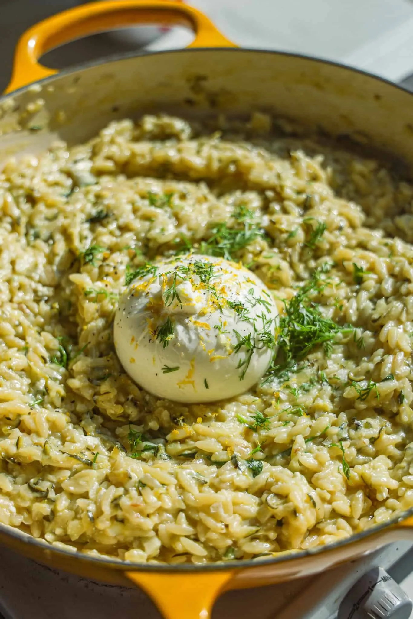 Cremet orzo med citron og squash